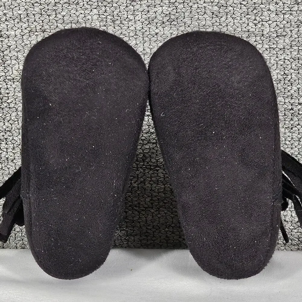 RISING STAR BABY GRAY HIGHTOP BOOTS WITH FRING ON SIDES - SIZE 3-6 MONTHS